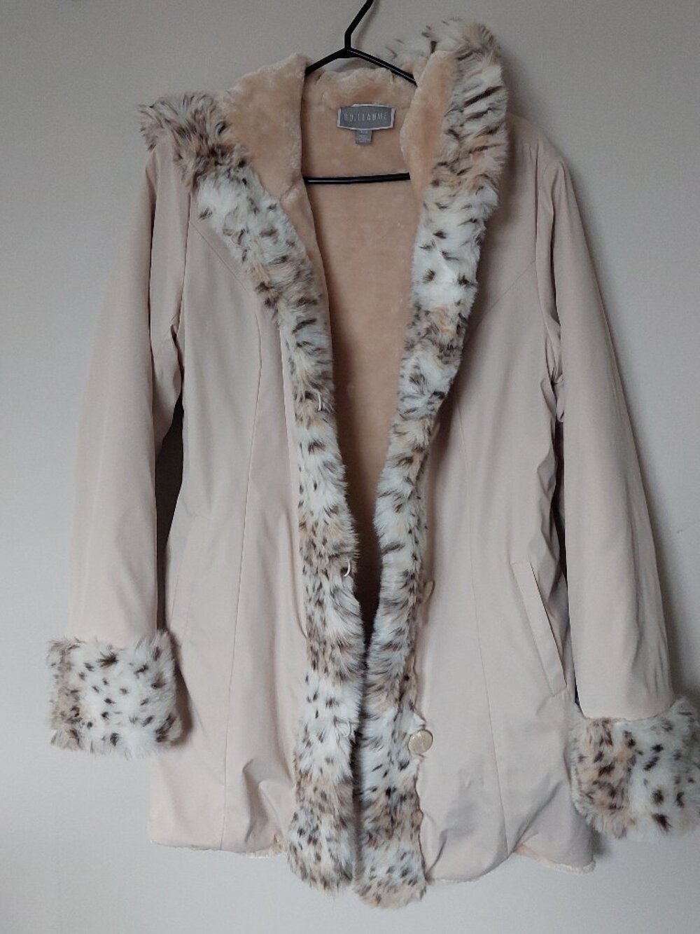 Guillaume Women's M Reversible Faux Fur Winter or Teddy Coat Trim & Hood  Pink